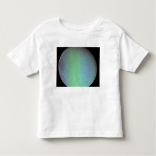Camiseta Infantil Falsa vista colorida da lua de Saturno Dione