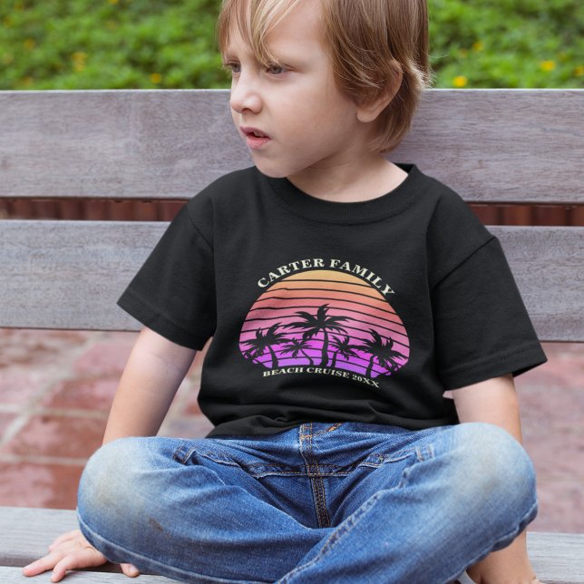Camiseta Infantil Família Beach Trip Tropical Island Sunset Personal (Criador carregado)