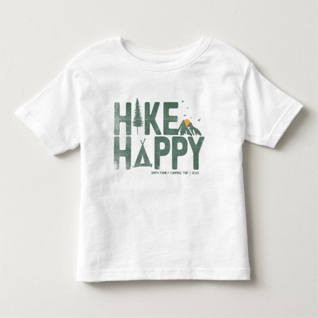 Camiseta Infantil Família de Caminhos Feliz do Camper Hiker, Persona (Frente)