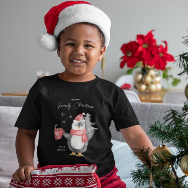 Camiseta Infantil Família de Pinguins Fofos Combinando Natal Criança (Criador carregado)