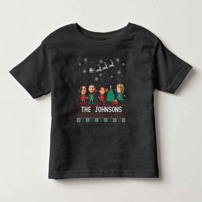 Camiseta Infantil Família Elf de Natal Personalizada e Engraçada (Frente)