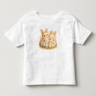 Camiseta Infantil Família Fofa do Coelho de Páscoa com Ovos Pastéis