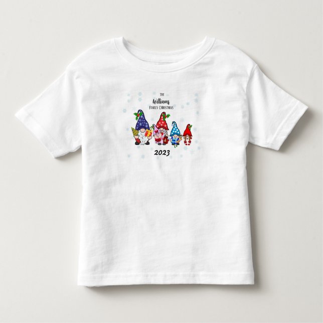 Camiseta Infantil Família Personalizada Menina Gnome bebê família pe (Frente)