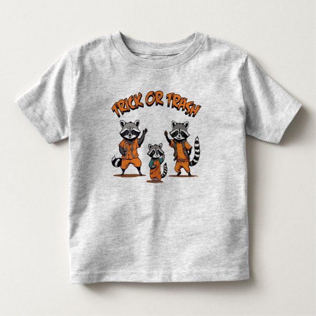 Camiseta Infantil Família Raccoon - Halloween de Trick ou Trash Cute (Frente)