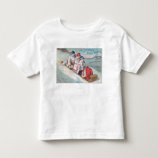 Camiseta Infantil Família Tobogganing e utilização da tosse de (Frente)