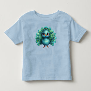 Camiseta Infantil Fantasia encantadora Pavão Azul Fofo
