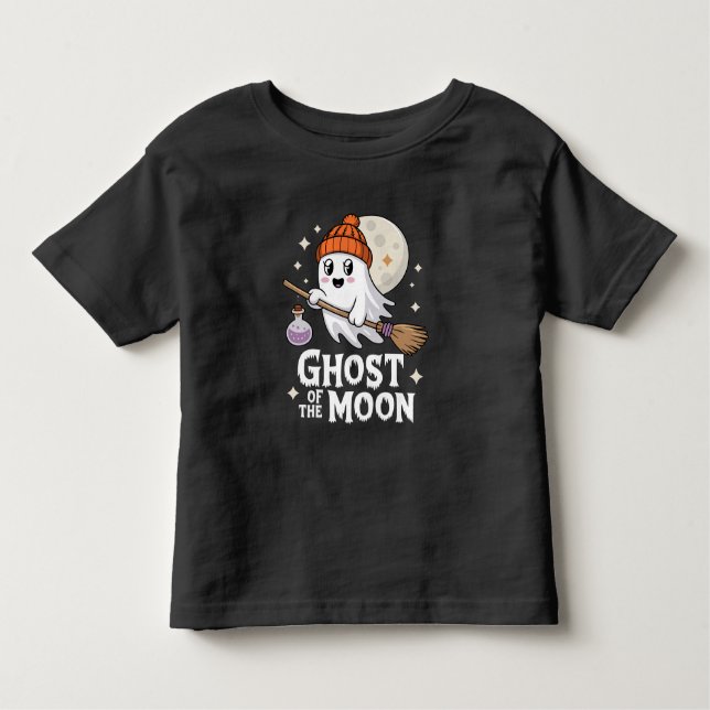 Camiseta Infantil Fantasma Bonita do Halloween da Lua (Frente)