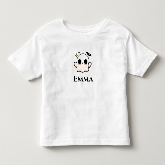 Camiseta Infantil Fantasma de Halloween Fofo  (Frente)
