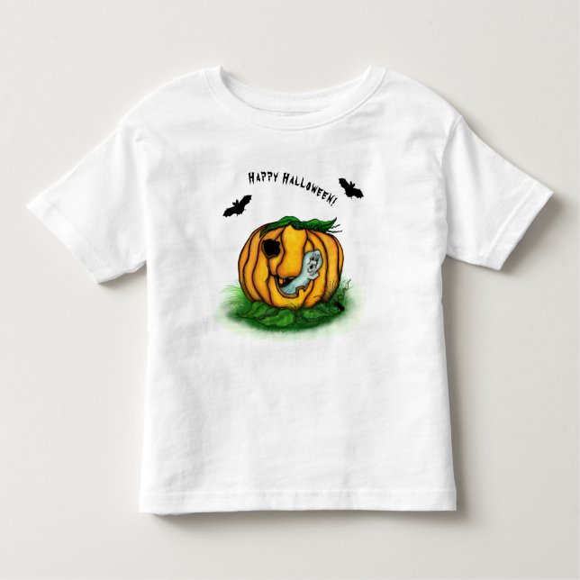 Camiseta Infantil Fantasma do Halloween, Bat, Ghost e Spider (Frente)