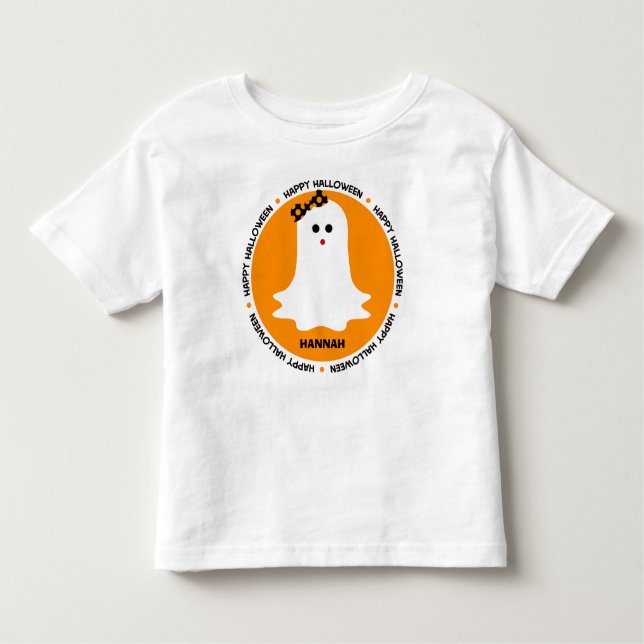 Camiseta Infantil Fantasma feminino o Dia das Bruxas personalizado (Frente)