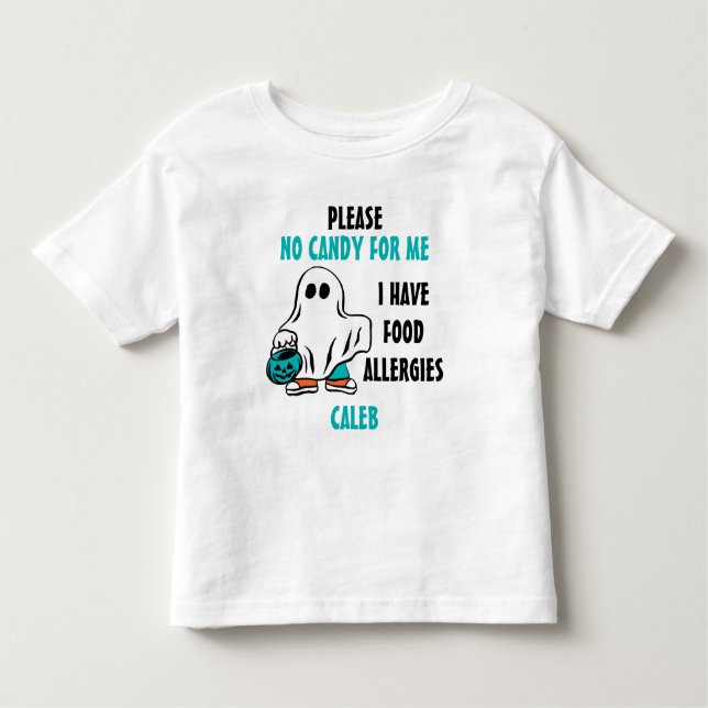 Camiseta Infantil Fantasma personalizado do alerta da alergia de (Frente)
