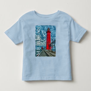 Camiseta Infantil Farol de Grand Haven   Michigan