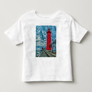 Camiseta Infantil Farol de Grand Haven   Michigan