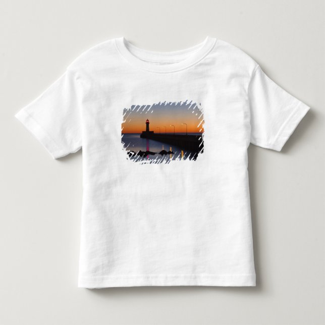 Camiseta Infantil Farol do píer norte em Duluth, Minnesota, (Frente)
