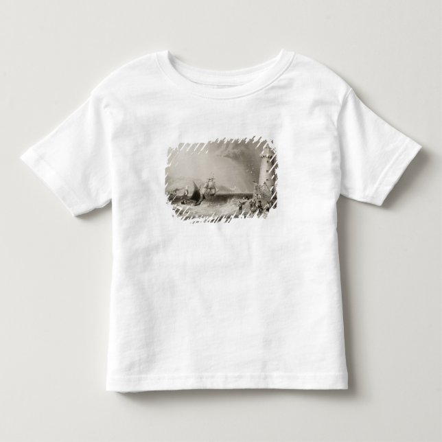 Camiseta Infantil Farol sul da parede com monte de Howth (Frente)