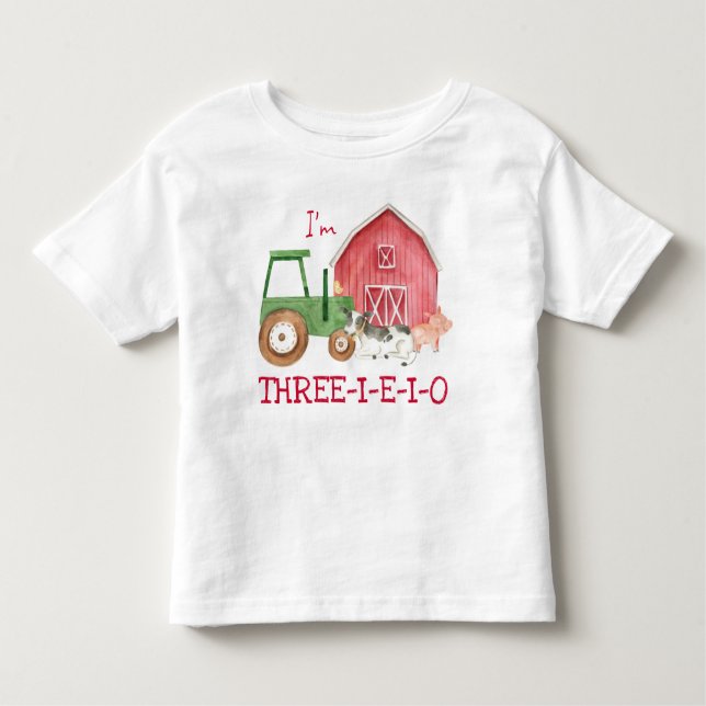 Camiseta Infantil Fazenda Trator Três-I-E-I-O-T-Shirt (Frente)