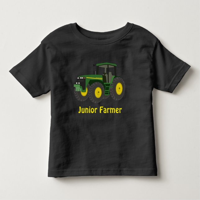 Camiseta Infantil "Fazendeiro júnior" e trator verde (Frente)