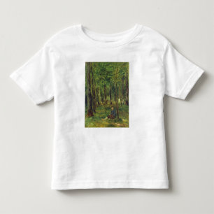Camiseta Infantil Fazendeiro novo que senta-se na floresta, 1878