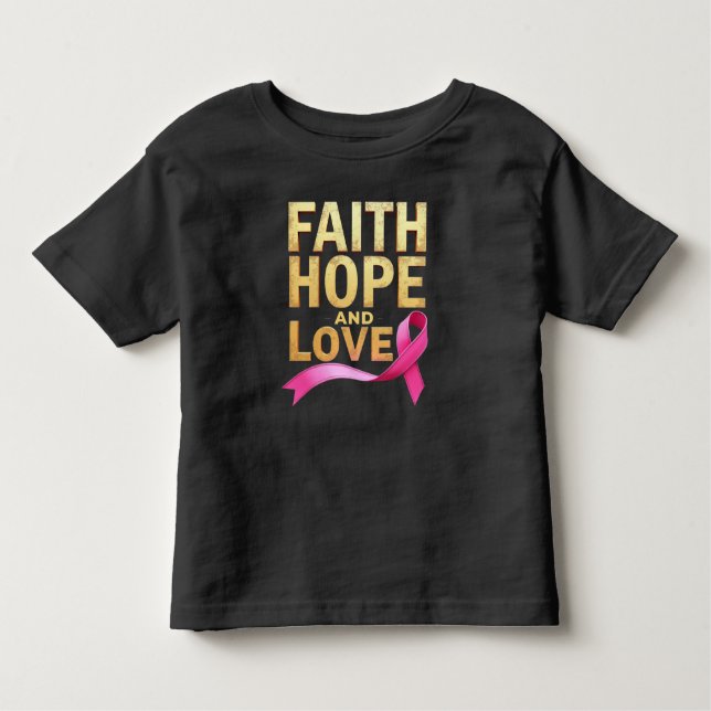 Camiseta Infantil Fé, Esperança e Consciência do Cancer da Mama (Frente)
