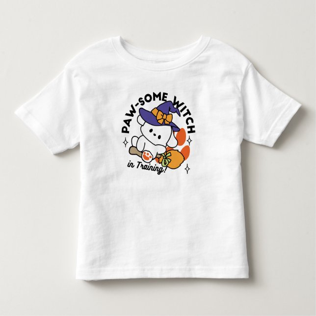 Camiseta Infantil Feiticeira de pata no treinamento - Cão de Hallowe (Frente)