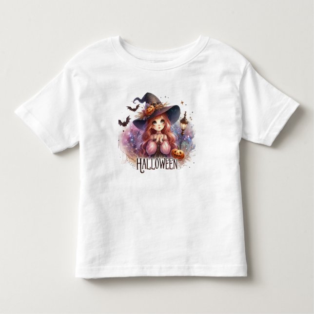 Camiseta Infantil Feiticeiro Bonito Halloween (Frente)
