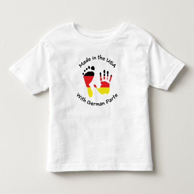Camiseta Infantil Feito com alemão parte o t-shirt (Frente)