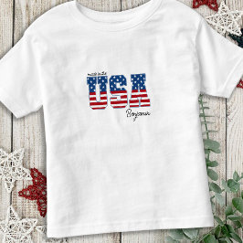 Camiseta Infantil Feito no Patriótico Americano Bandeira 4 de julho