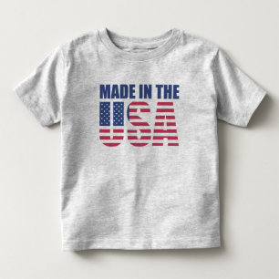 Camiseta Infantil Feito nos EUA 4 de julho de Red White Flag