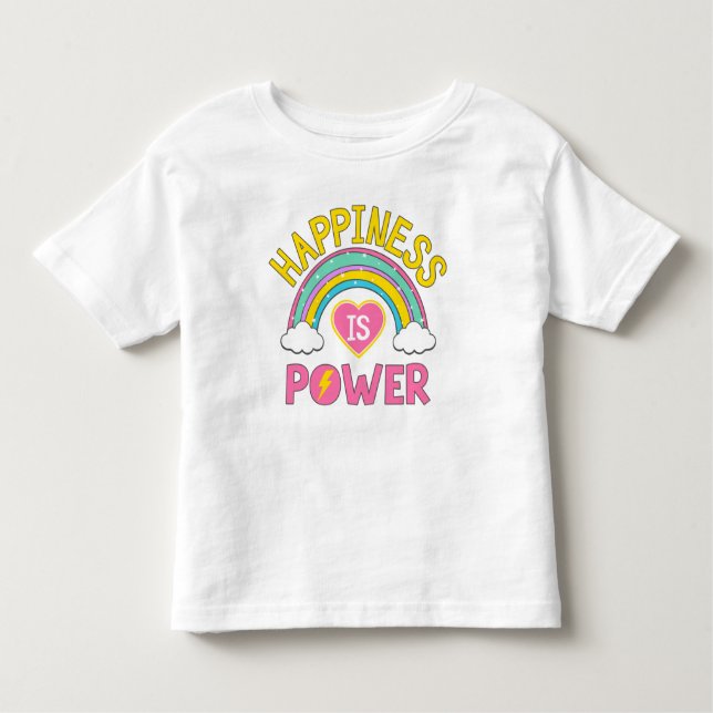Camiseta Infantil Felicidade é Arco-Íris de Potência (Frente)