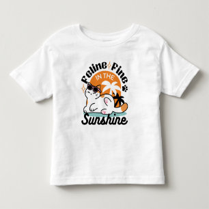 Camiseta Infantil Feline Fine no Sol - Gato Tropical Relaxado