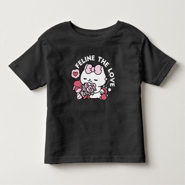 Camiseta Infantil Feline o Amor - Design de Gato do Namorados (Frente)