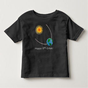 Camiseta Infantil Feliz 5 Orbit Space Birth Shirt