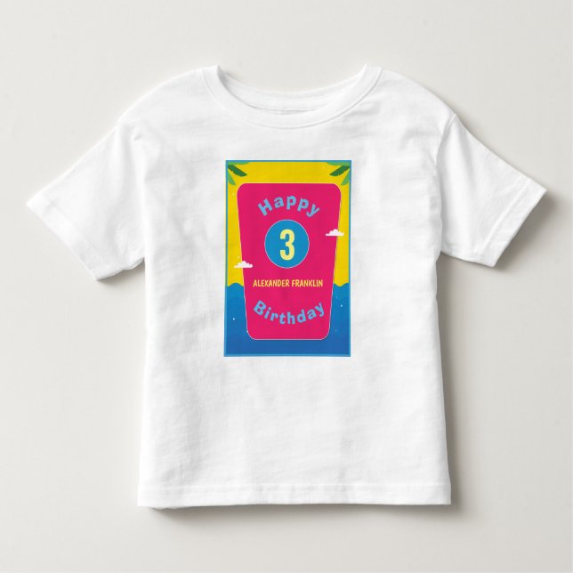 Camiseta Infantil Feliz Aniversário 3 Anos Menina Personaliza T- (Frente)