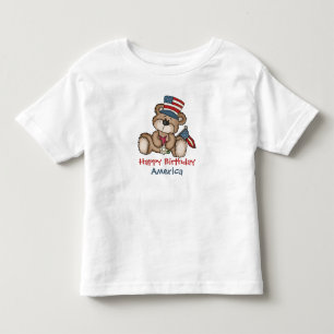 Camiseta Infantil Feliz aniversário América 4 de julho urso T-Shirt