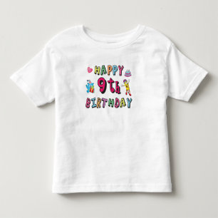 Camiseta Infantil Feliz aniversário de 9 anos para crianças de 9 ano