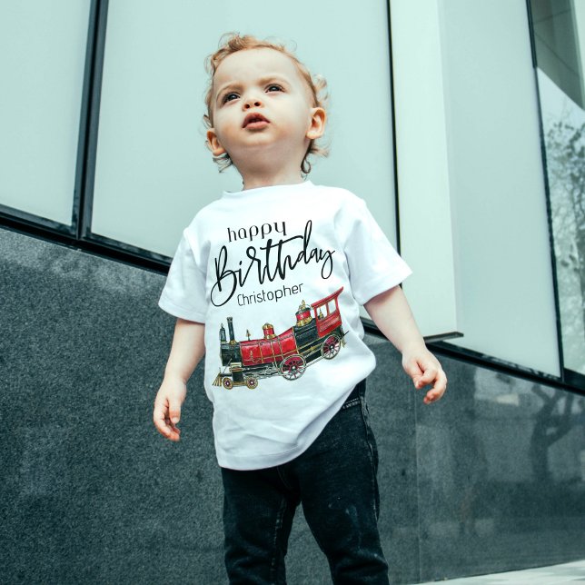 Camiseta Infantil Feliz Aniversário do Comboio Vermelho "Seu Nome" ( Birthday Depot I
Red Train Happy Birthday "Your Name" Toddler T-shirt)