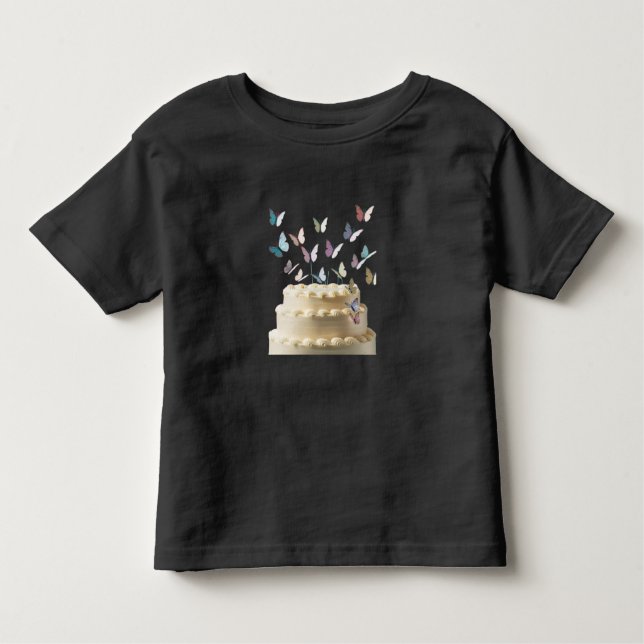 Camiseta Infantil Feliz aniversário do tema do bolo (Frente)