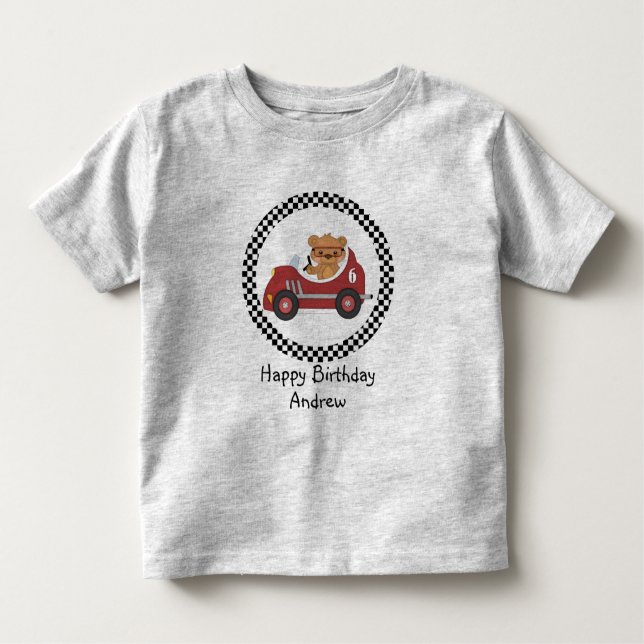 Camiseta Infantil Feliz Aniversário do Urso Negro e Branco (Frente)