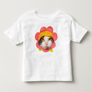 Camiseta Infantil Feliz Aniversário Gato Bonito de Flor
