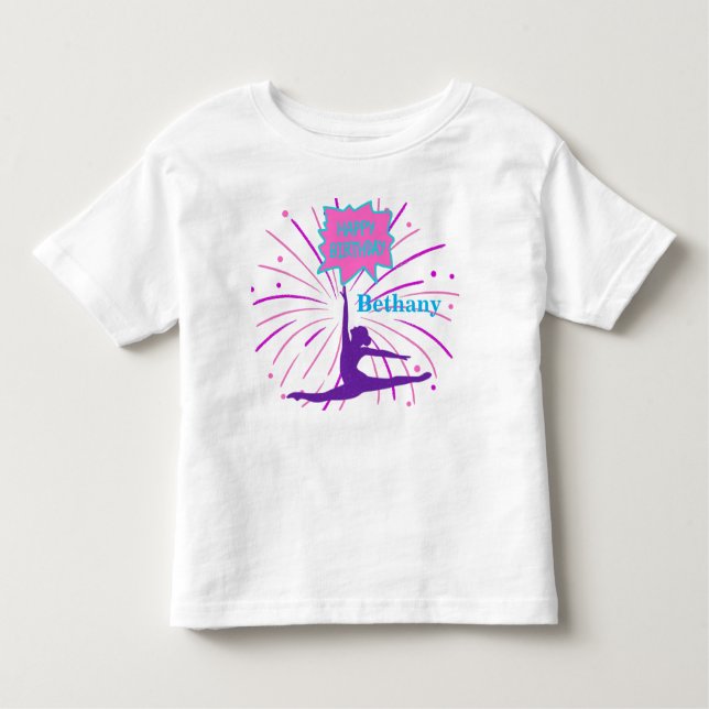 Camiseta Infantil Feliz Aniversário Ginástica Personalizada (Frente)