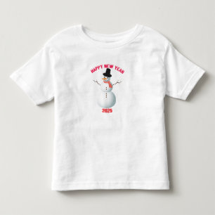 Camiseta Infantil Feliz Ano Novo Com SnowMan 2025