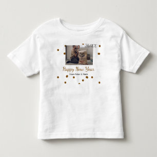 Camiseta Infantil Feliz ano novo Pai solteiro adicionar foto nome ma