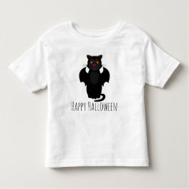 Camiseta Infantil Feliz Bat de Gato Negro de Halloween