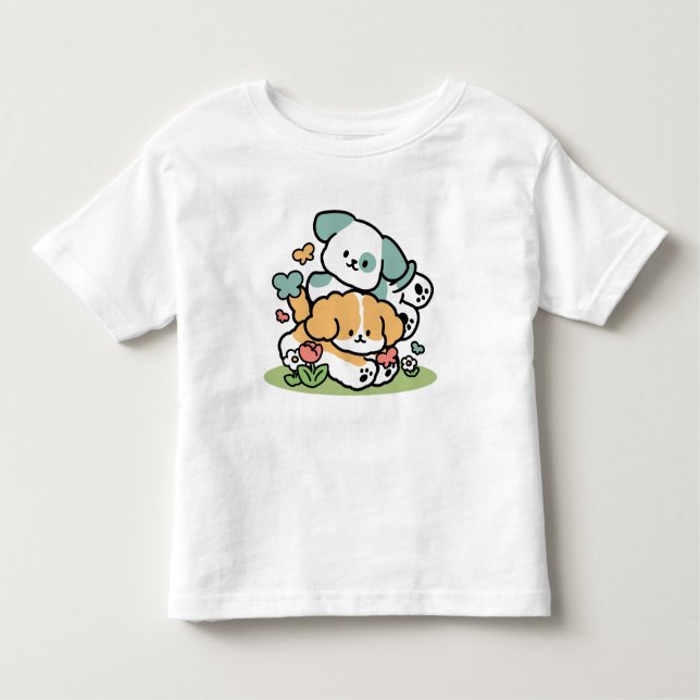 Camiseta Infantil Feliz Cachorro A Cair Em Maio - Arte Canina Kawaii (Frente)