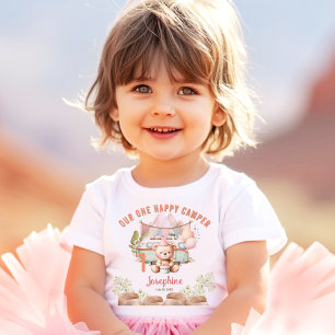 Camiseta Infantil Feliz Camper Summer segundo aniversário Girl