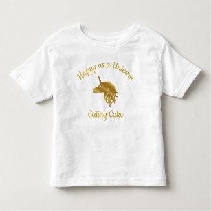 Camiseta Infantil Feliz como Bolo de Comer de Unicórnio