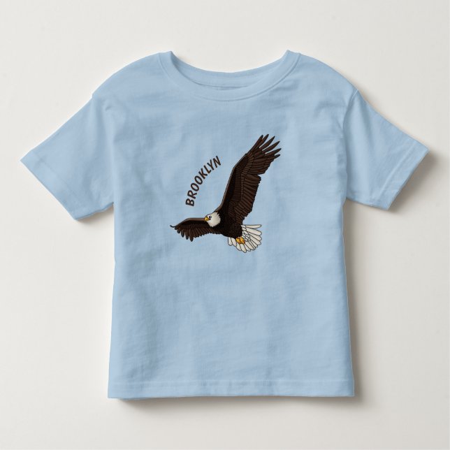 Camiseta Infantil Feliz desenho animado de águia-calva voadora (Frente)
