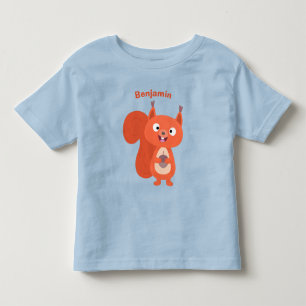 Camiseta Infantil Feliz desenho animado de esquilo vermelho