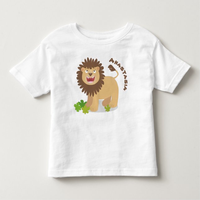 Camiseta Infantil Feliz desenho animado de leão (Frente)