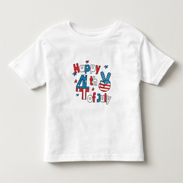 Camiseta Infantil Feliz Dia da Independência em 4 de julho (Frente)